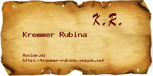 Kremmer Rubina névjegykártya